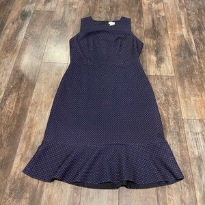 J. Crew Navy Midi Dress with Polka Dots